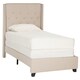 preview thumbnail 1 of 2, SAFAVIEH Winslet Light Beige Linen Upholstered Tufted Wingback Bed (Twin)