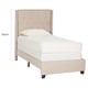 preview thumbnail 3 of 2, SAFAVIEH Winslet Light Beige Linen Upholstered Tufted Wingback Bed (Twin)
