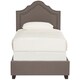 preview thumbnail 2 of 1, SAFAVIEH Theron Dark Taupe Linen Upholstered Bed (Twin)