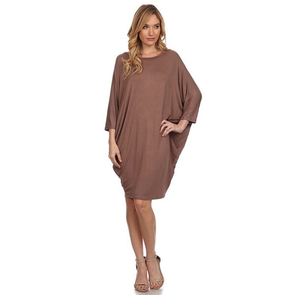 MOA Collection Women's Solid Draped Midi Dress
