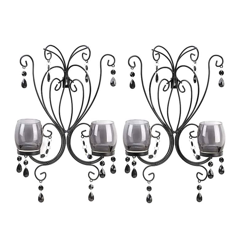 Romantic Elegant Glowing Candle Wall Sconces (Set of 2)