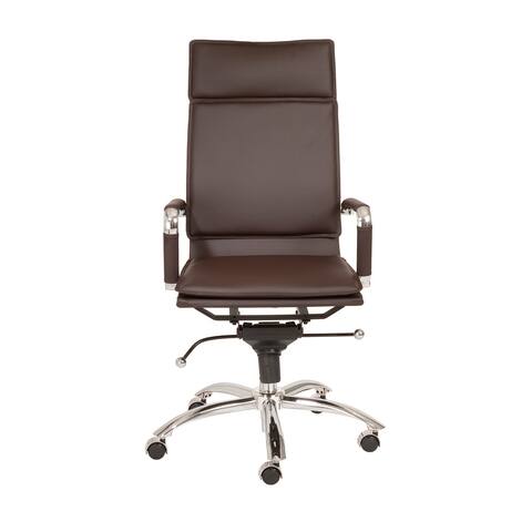 Gunar Pro Brown Leatherette/ Chrome High Back Office Chair
