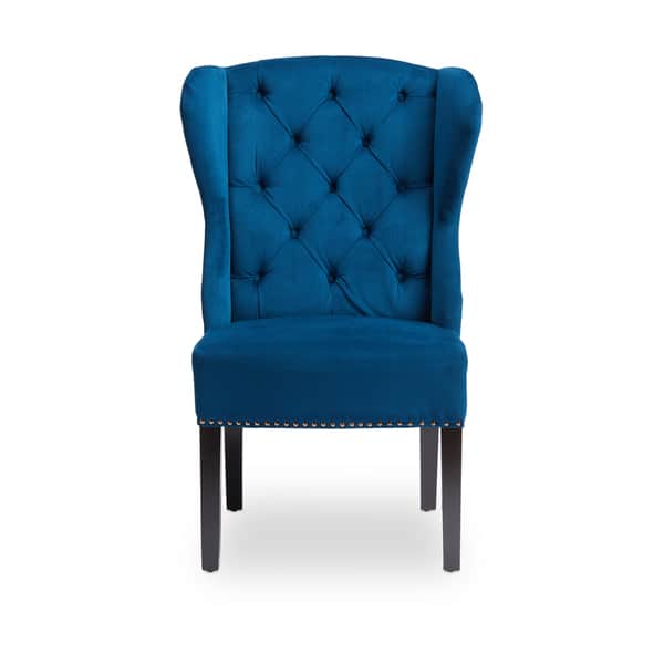 Abbyson Sierra Tufted Navy Blue Velvet Wingback Dining Abbyson Sierra Tufted Navy Blue Velvet Wingback Dining