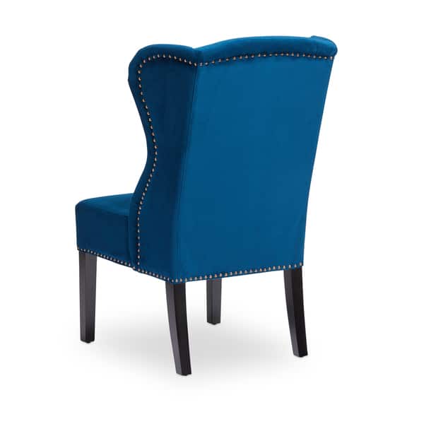 Abbyson Sierra Tufted Navy Blue Velvet Wingback Dining Chair Navy Blue Velvet Wingback Dining Chair