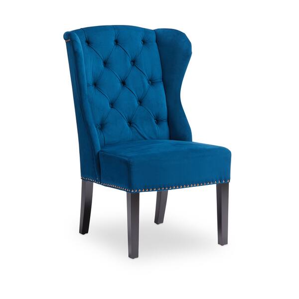 Abbyson Sierra Tufted Navy Blue Velvet Wingback Dining Chair Navy Blue Velvet Wingback Dining Chair
