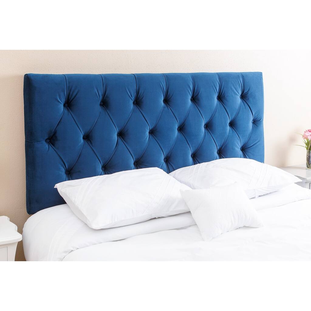 Abbyson Connie Tufted Navy Blue Velvet Headboard, Queen/Full