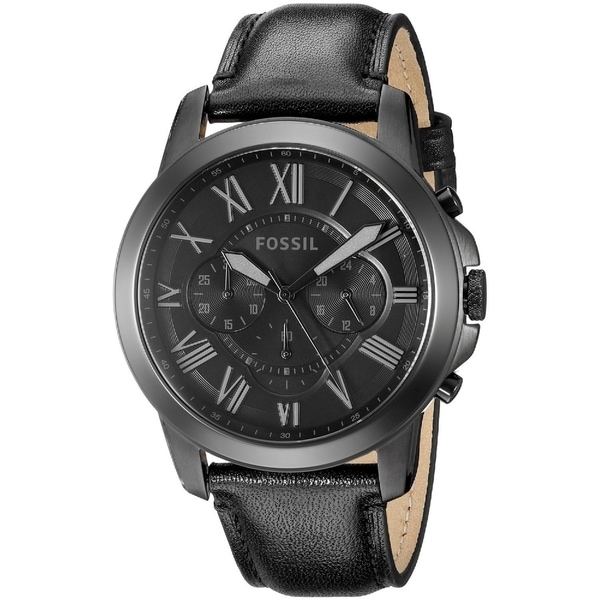 Fossil Men's FS5132 'Grant' Chronograph Black Leather Watch