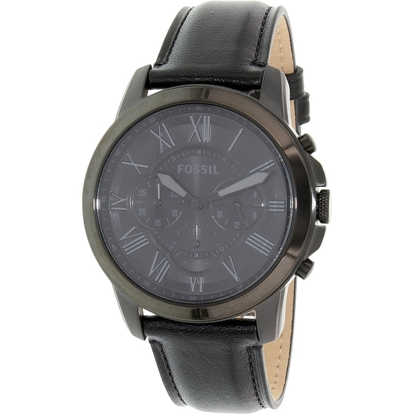 grant chronograph black leather watch