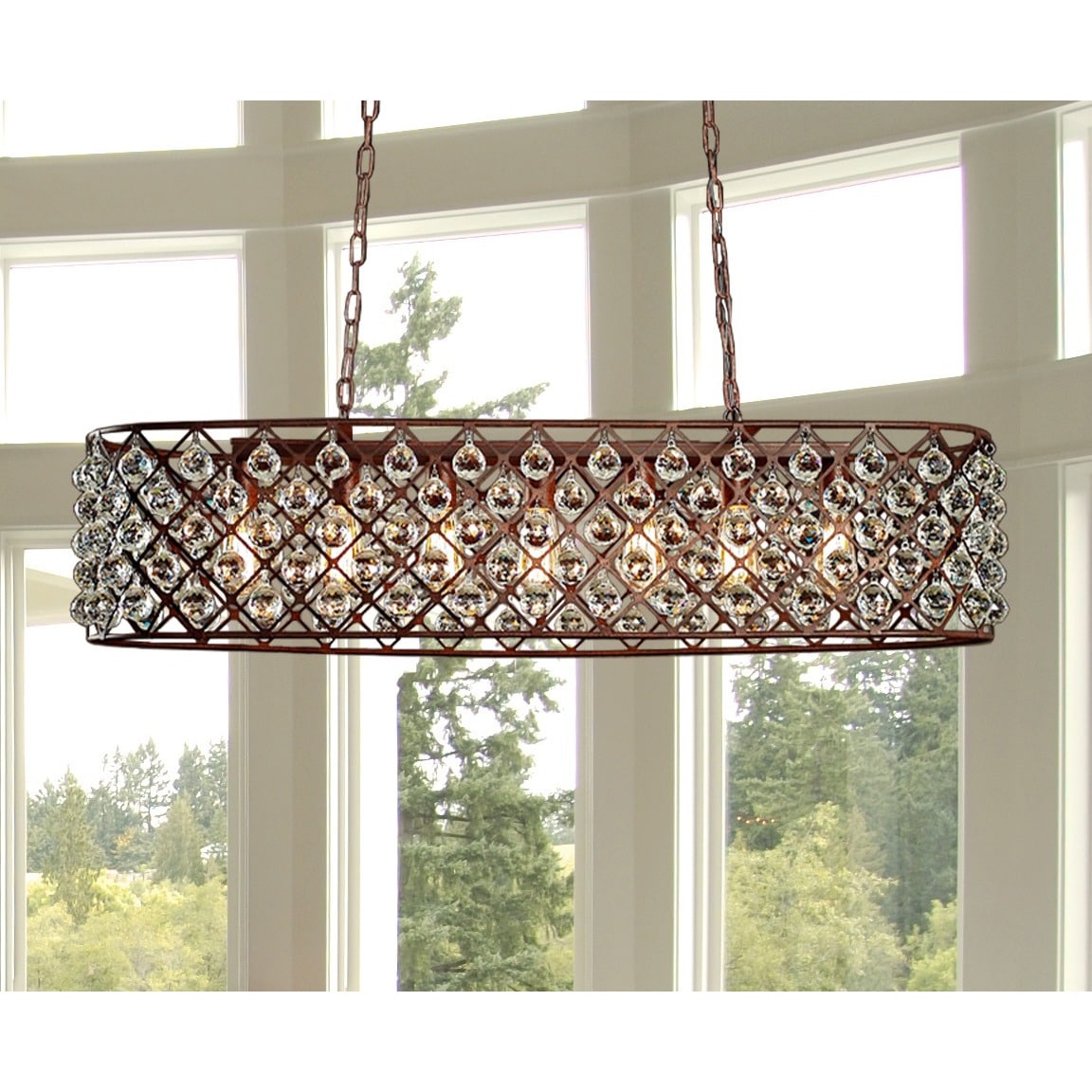 Shekinah 6-light Rusty 40-inch Edison Chandelier with Bulbs (Rusty 40-inch Edison Chandelier) - Chandeliers For Bedrooms by Overstock.com