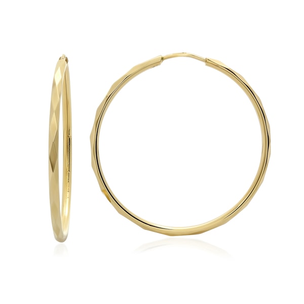 14k Gold Large Round Facetada Hoop Earrings 1 5 Inch Free 14k Gold Large Round Facetada Hoop Earrings 1 5 Inch