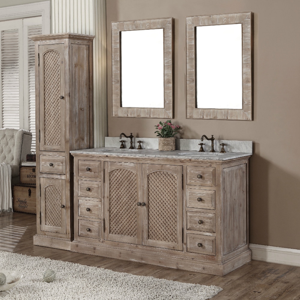 59 Teak Wood Freestanding Double Bathroom Vanity with Top Vessel Sink