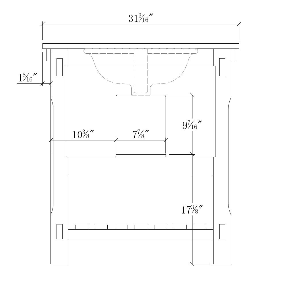 Rustic Style Dark Limestone Top 30-inch Bathroom Vanity
