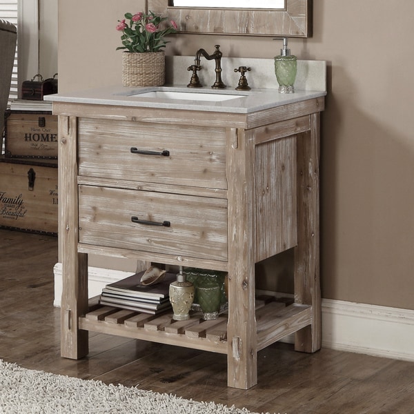 Shop Rustic Style Matte Ash Grey Limestone Top 30-inch Bathroom Vanity