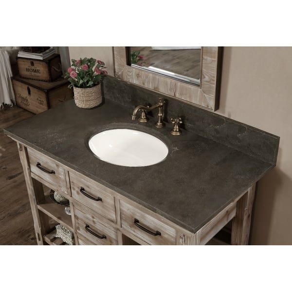 Shop Rustic Style Dark Limestone Top 48 Inch Bathroom Vanity