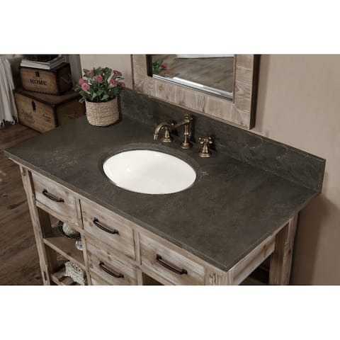 Rustic Style Dark Limestone Top 48-inch Bathroom Vanity