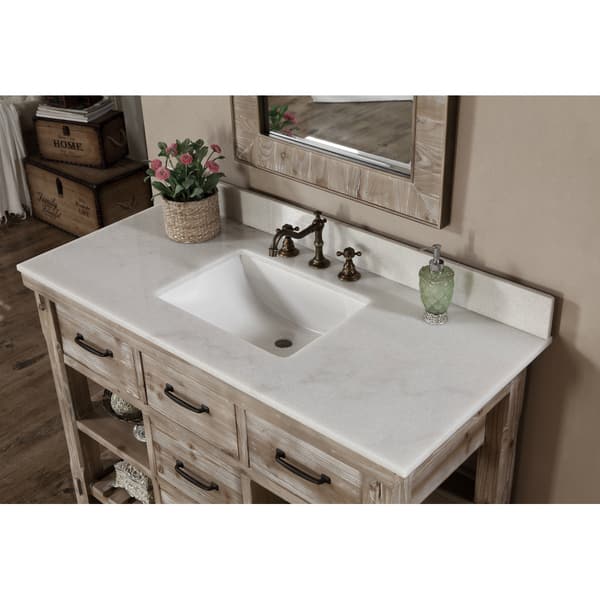 Rustic Style Quartz White Marble Top 48 Inch Bathroom Vanity Rustic Style Quartz White Marble Top