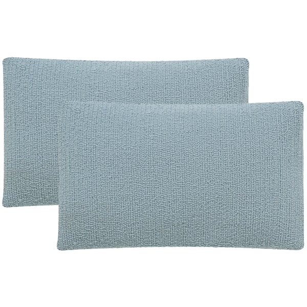 Safavieh Soleil Solid Indoor/ Outdoor Marine Baby Blue 12-inch x 20-inch Throw Pillows (Set of 2)