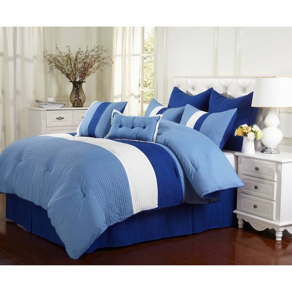 Shop Miranda Haus Florence Sky Blue 8 Piece Comforter Set On