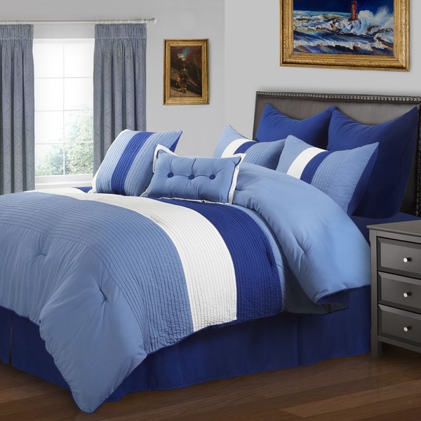 Shop Superior Florence Sky Blue 8-piece Comforter Set - On