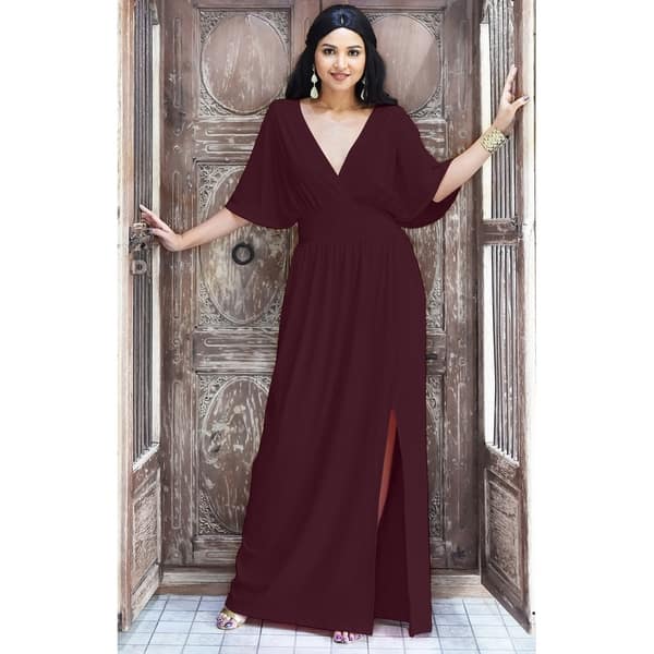 KOH KOH Women's V-Neck Batwing Sleeve Maxi Dress Extra Large in Ivory White  (As Is Item) - Bed Bath & Beyond - 28495529