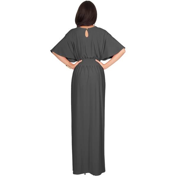 open lace back dress Aconiconi Elegant Peach V-Neck Batwing Sleeve Long Wedding Guest Dress –  GOOD GIRL REBEL