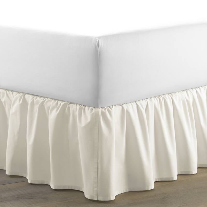 Laura Ashley Ivory Cotton Ruffled 15-inch Drop Bedskirt - Twin