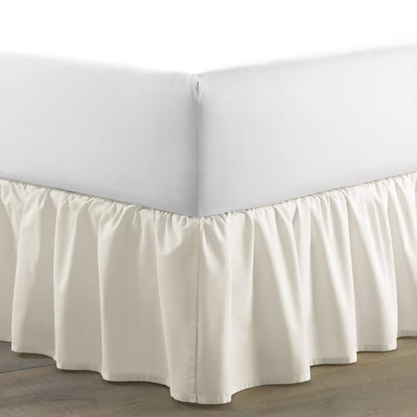 slide 2 of 3, Laura Ashley Ivory Cotton Ruffled 15-inch Drop Bedskirt Full