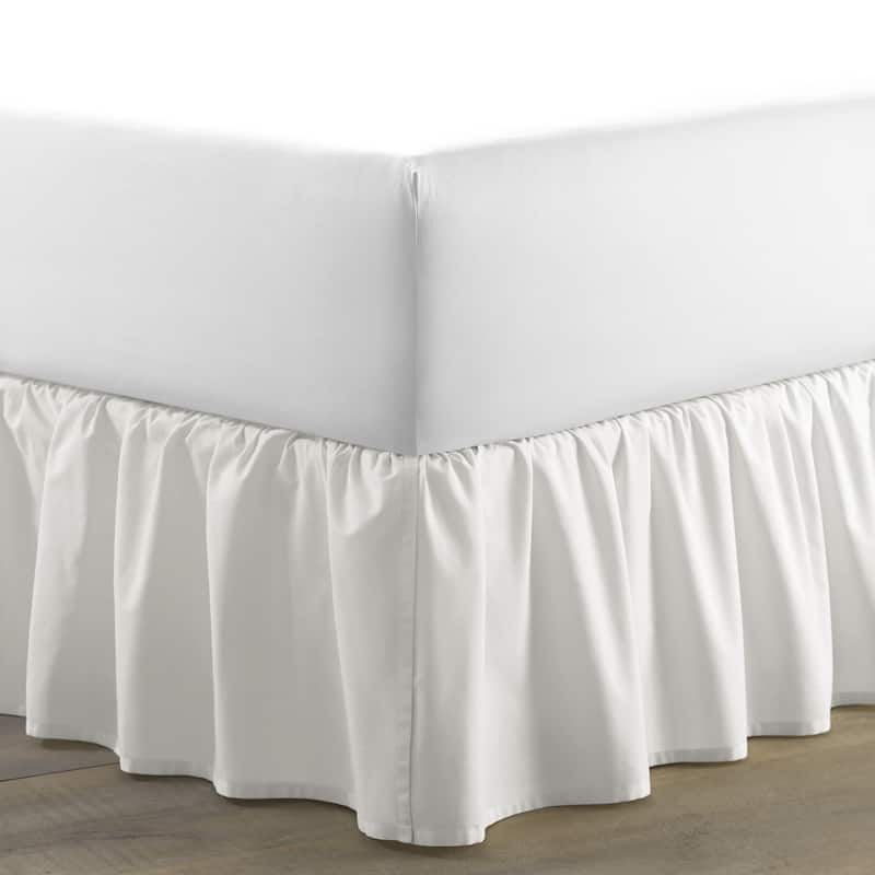 Laura Ashley White Cotton Ruffled 15-inch Drop Bedskirt - Full - White