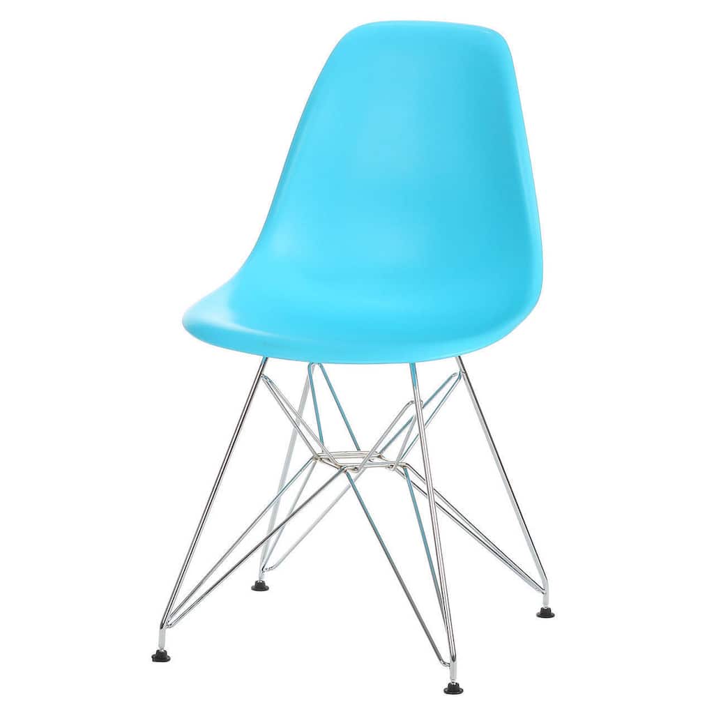 Mid-Century Modern Plastic Dining Chair with Metal Base
