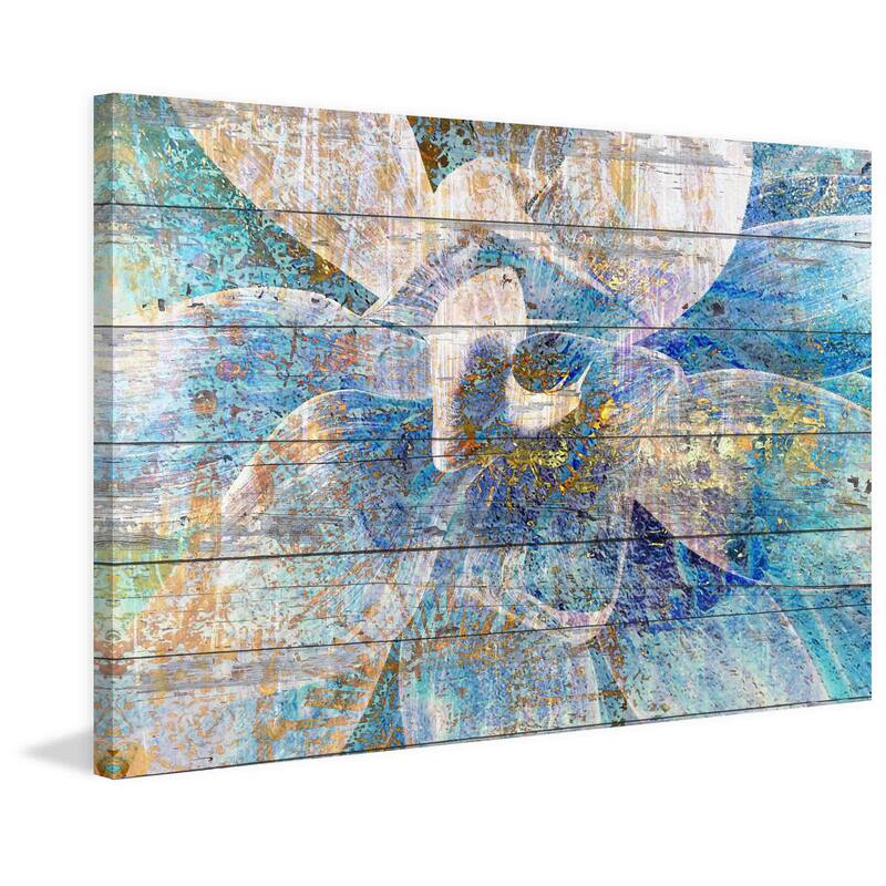 Marmont Hill - Gold Blue Succulent by Irena Orlov Painting Print on Canvas - Multi-Color