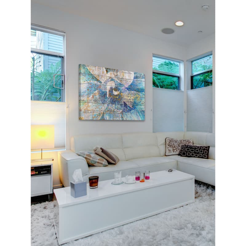 Marmont Hill - Gold Blue Succulent by Irena Orlov Painting Print on Canvas - Multi-Color