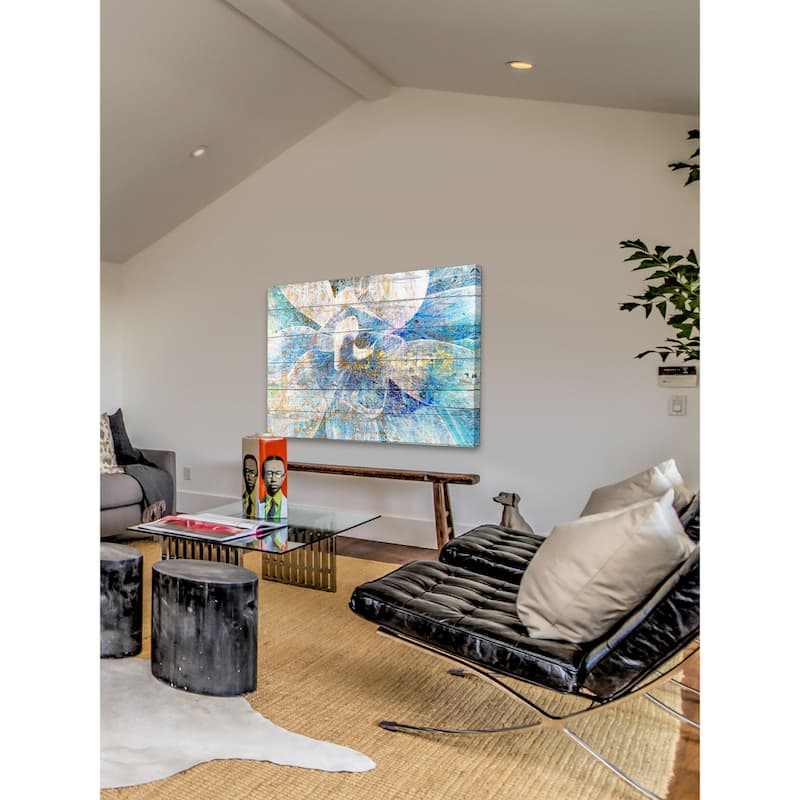 Marmont Hill - Gold Blue Succulent by Irena Orlov Painting Print on Canvas - Multi-Color
