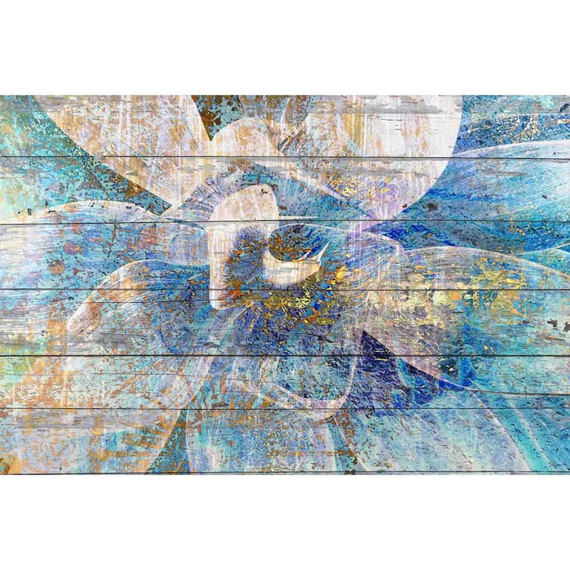 Marmont Hill - Gold Blue Succulent by Irena Orlov Painting Print on Canvas - Multi-Color