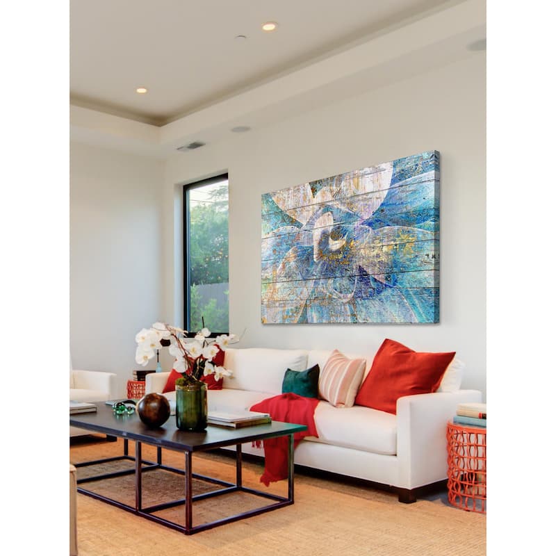 Marmont Hill - Gold Blue Succulent by Irena Orlov Painting Print on Canvas - Multi-Color