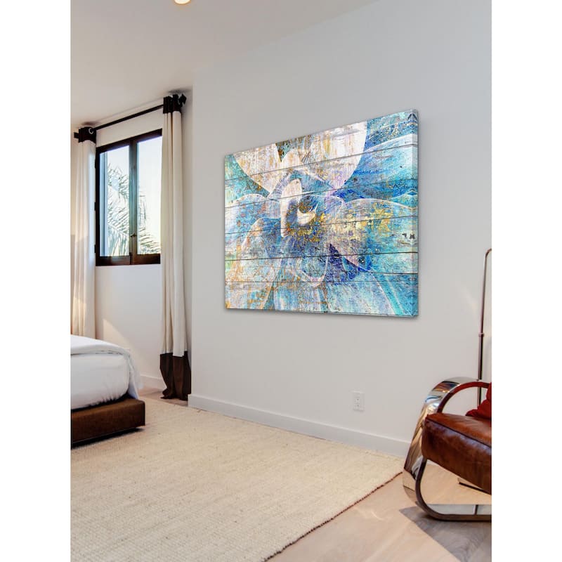 Marmont Hill - Gold Blue Succulent by Irena Orlov Painting Print on Canvas - Multi-Color