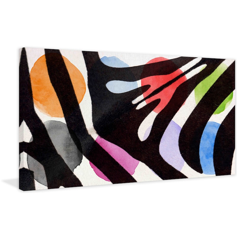 Marmont Hill - Handmade Rainbow Zebra I Painting Print On Canvas - Bed 