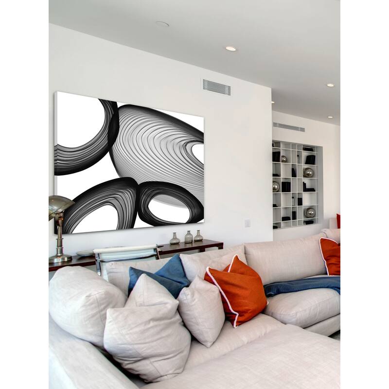 Marmont Hill - Abstract Black and White 21-49-00 by Irena Orlov Painting Print on Canvas - Multi-Color