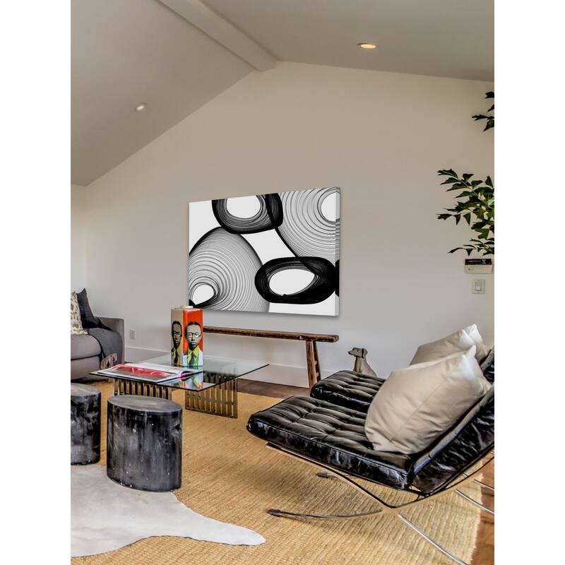 Marmont Hill - Abstract Black and White 21-58-07 by Irena Orlov Painting Print on Canvas - Multi-Color
