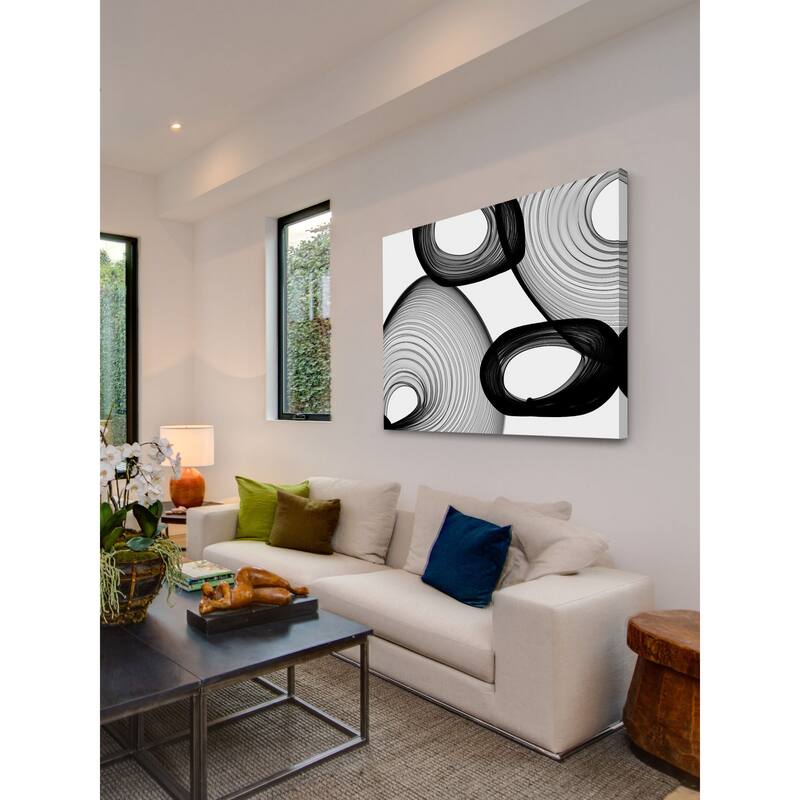 Marmont Hill - Abstract Black and White 21-58-07 by Irena Orlov Painting Print on Canvas - Multi-Color