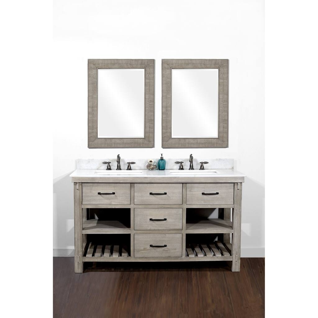 Rustic Style 60-inch Double Sink Bathroom Vanity