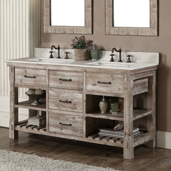 Shop Rustic Style 60-inch Double Sink Bathroom Vanity ...