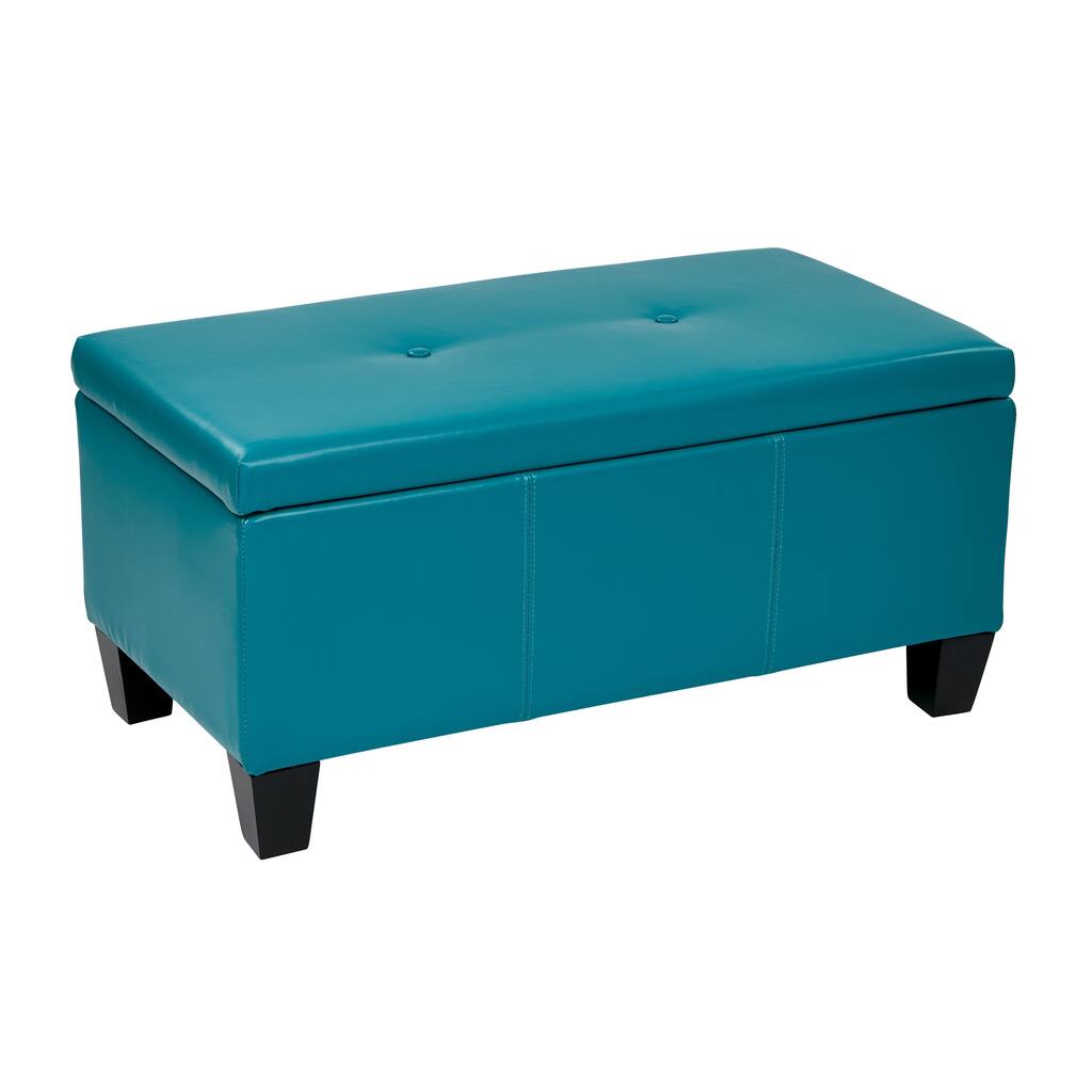Light Blue Eco Leather Storage Bench