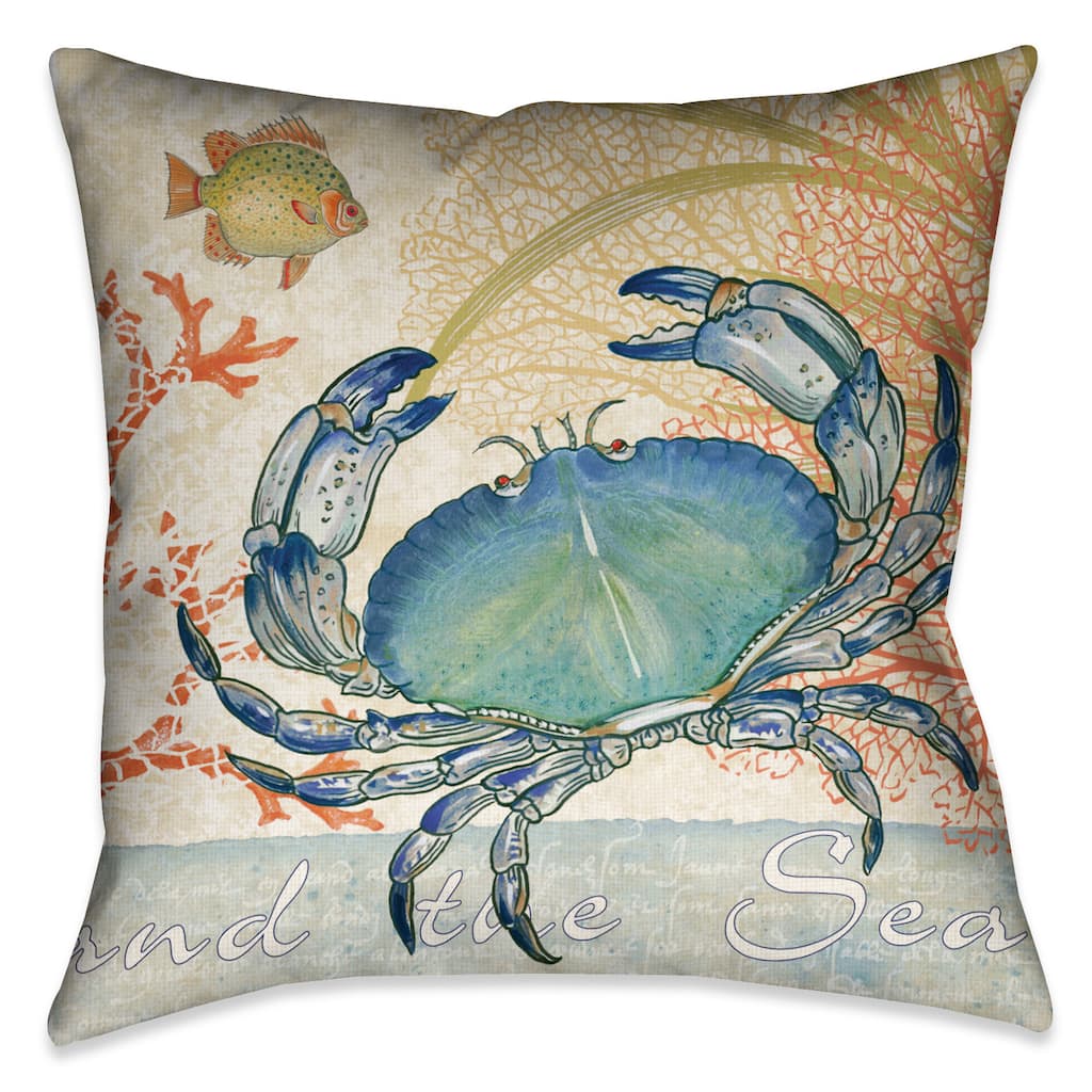 Laural Home Oceana Crab Decorative Throw Pillow - 18x18
