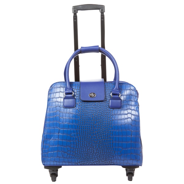 Hang Accessories Blue Crocodile Carry on Rolling Spinner Tote Bag