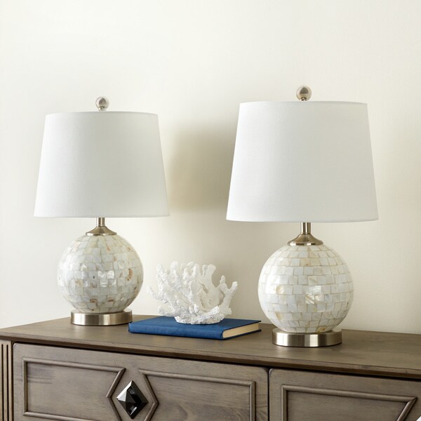 Abbyson Mother Of Pearl Mini 19-inch Table Lamp (Set of 2)