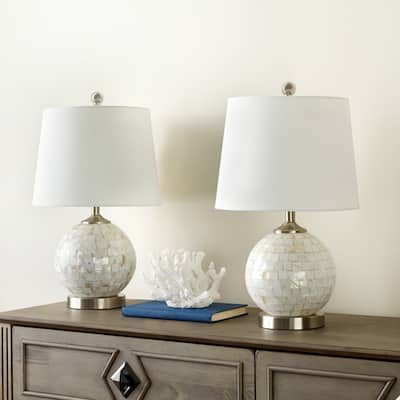 Mother Of Pearl Mini 19-inch Table Lamp (Set of 2) By Abbyson