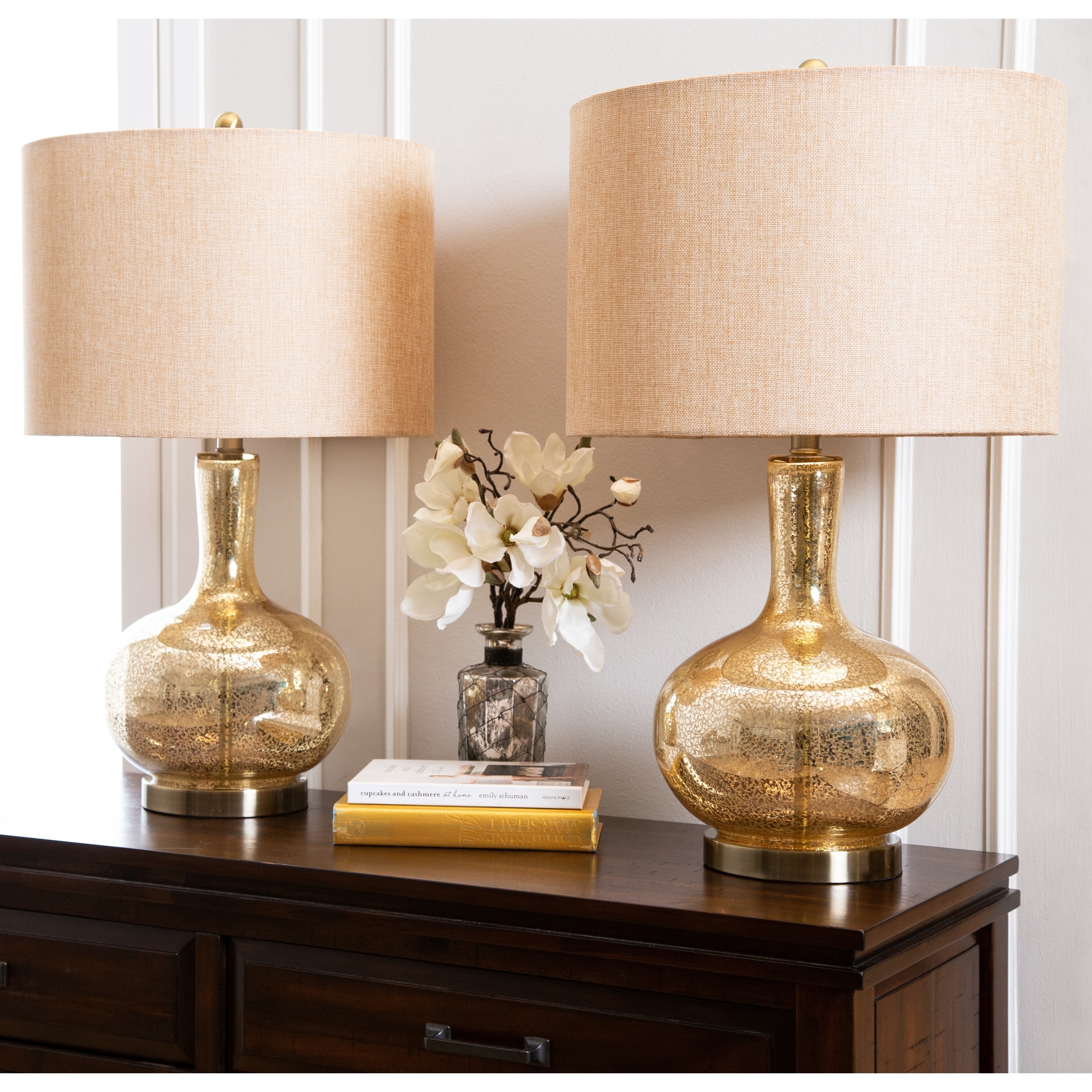 Gold Mercury Glass 25.5-inch Table Lamp (Set of 2) By Gold 28.75"H x 16
