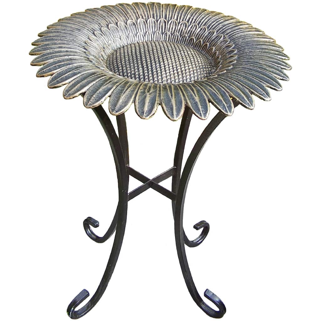 Premium Sunflower Bird Bath on Tower Base