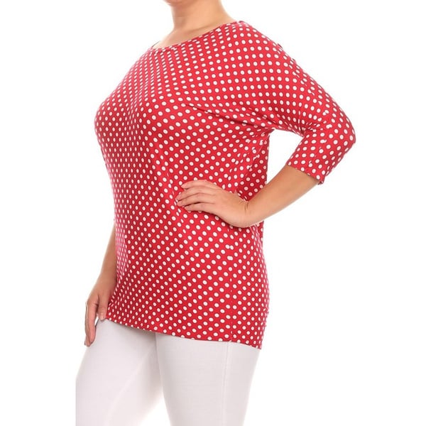 red and white polka dot top plus size