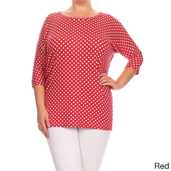 red and white polka dot top plus size